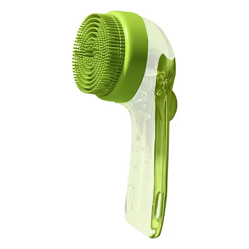 Pet grooming scrubber with shampoo dispenser