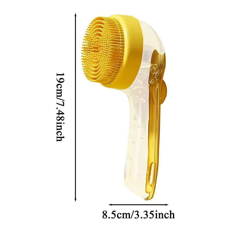 Pet grooming scrubber with shampoo dispenser